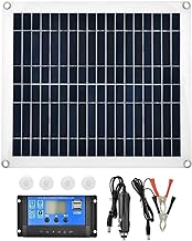 Solar Panel,25W Flexible Polycrystalline Solar Panel Controller Battery Charger High Efficiency with Power-Off Memory Func...